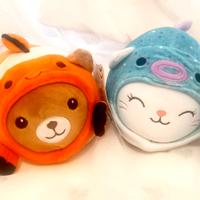 Coppia di peluche orsetto e gatto / pesce 