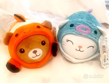 Coppia di peluche orsetto e gatto / pesce 