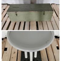 Baule in Legno con Maniglie + Tavolo Base in Marmo