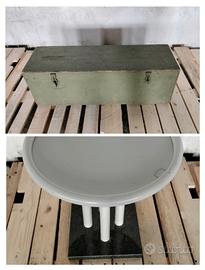 Baule in Legno con Maniglie + Tavolo Base in Marmo