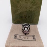 Anello Testa di Leone Gucci in Argento con cristal