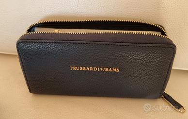 Portafoglio donna pelle blu Trussardi Jeans