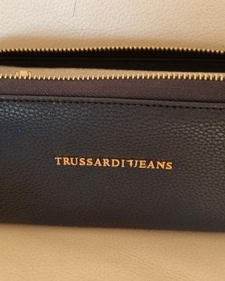 Portafoglio donna pelle blu Trussardi Jeans