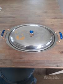 Vassoio/centrotavola/pescera concoperchio inox/oro