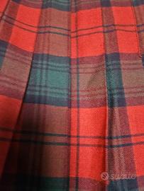 Gonna tartan plisettata bordeaux