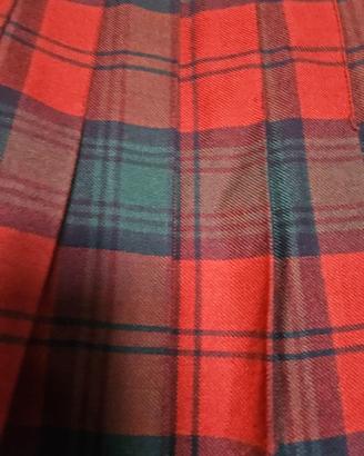 Gonna tartan plisettata bordeaux