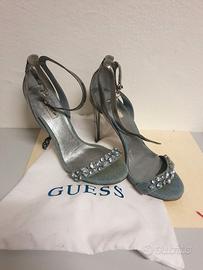 GUESS sandali donna tacco alto n. 37 color argento