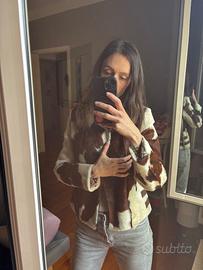 Giacca cavallino e collo in pelliccia vera