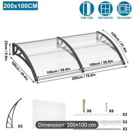 pensilina da esterno tettoia 200x100cm 