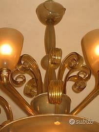 1930 Lampadario di Venini 6 luci con plafoniera