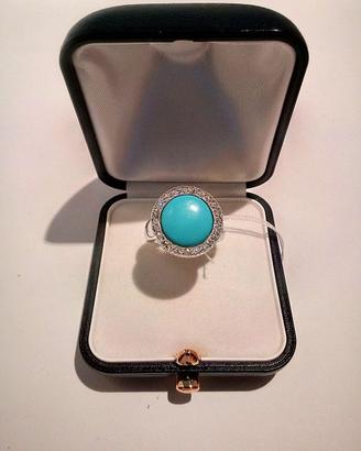 Anello ak33, Argento 925 Rodiato, Turchese,