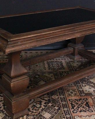 TAVOLINO IN LEGNO CON RIPIANO IN VETRO