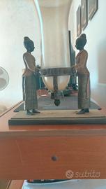 Elegante coppia di porta candele in bronzo 