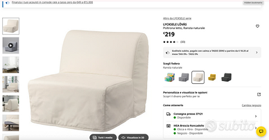 Poltrona letto IKEA LYCKSELE LÖVÅS – Pari al nuovo