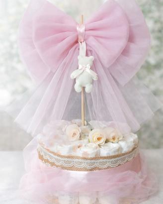 torta pannolini con fiocco nascita 