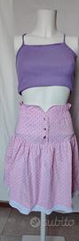  Gonna Vintage a Pois Rosa e Nera Tg. 32 / XS-S