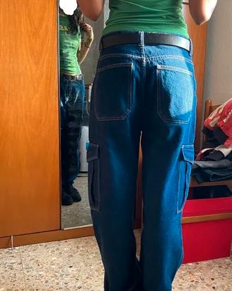 Jeans cargo denim blu scuro EUR 36 Bershka