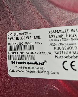 Impastatrice robot Kitchen Aid  5KSM175