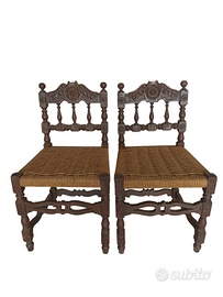 Antica Coppia Di Sedie In Stile Neo-Rinascimentale