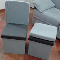Divano letto e divano singolo con 2 pouf