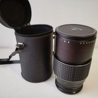 Obiettivo vintage Makinon 200mm f/3.3 con custodia