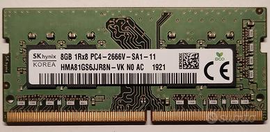 Memoria RAM DDR4 SO-DIMM 8 GB -2666 Mhz