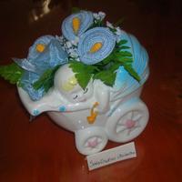 Fiori uncinetto - calle celesti in carrozzina bebè