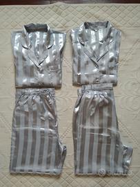 Lotto / Set 2 Pigiami in 100% Seta – Grigio Argent