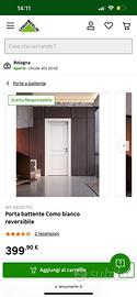Porta battente Como bianco reversibile 80x210