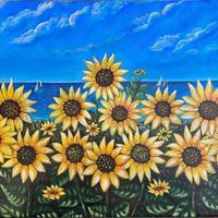 Girasoli dipinto a mano misura 50x70