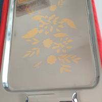 Vassoio vintage in acciaio inox inciso bagno oro