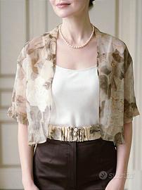 Giacchina corta in pura seta con cintura abbinata 