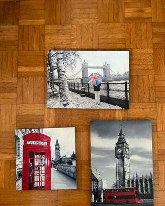Quadri stampe Londra Big Ben Tower Bridge 3 pezzi