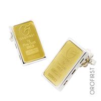 Orecchini lingotto oro bianco e giallo