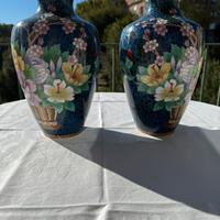 Coppia di vasi cinesi in smalto cloisonné