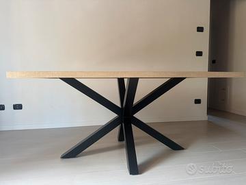 Tavolo 160x100 in legno rovere e gambe in metallo