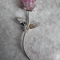 Rosa in vetro e argento