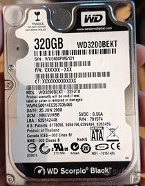 Hard disk WD scorpio black 320gb da 2.5"