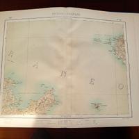 CARTA GEOGRAFICA DI TRAPANI E ISOLE EGADI DEL 1913