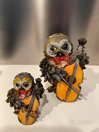 Set 2 gufi decorativi musicisti