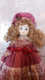 Bambola Porcellana Vintage Rosa Pizzo 22 cm