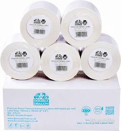 5 Rotoli Etichette Termiche 100x150mm 2500pz