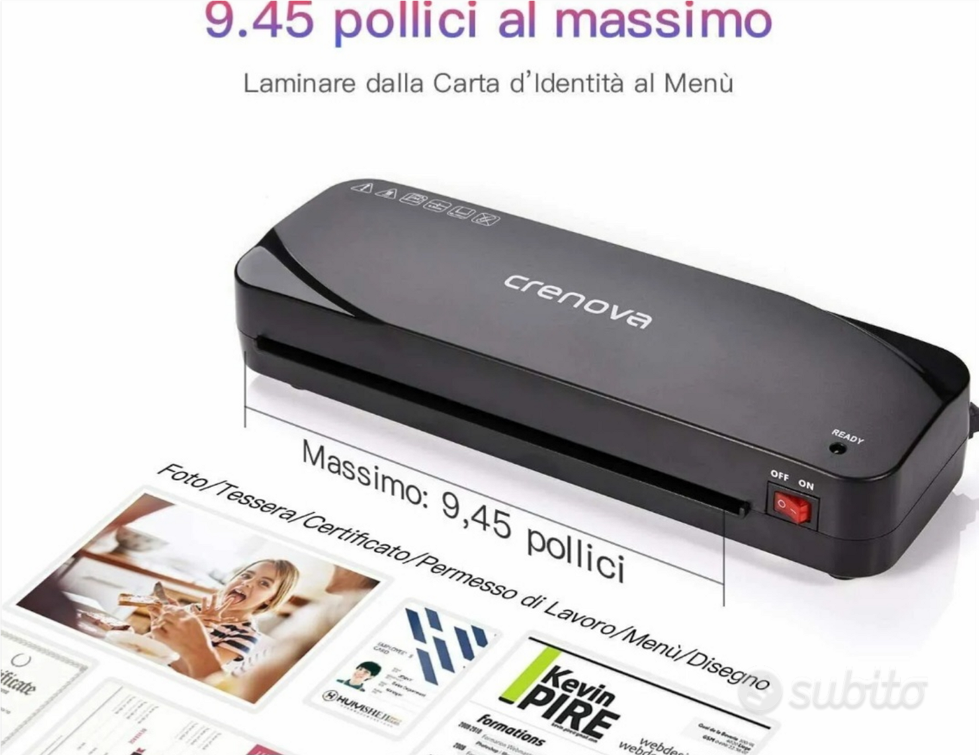Plastificatrice crenova 13'' laminatore fogli a4 3 - Informatica In vendita  a Napoli