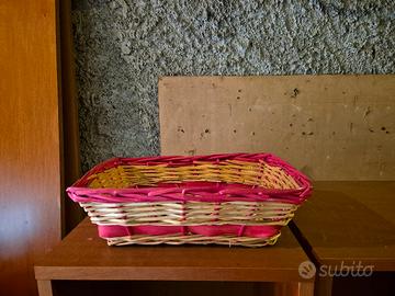 Cesto natalizio vimini nastro rosso nuovo intatto 