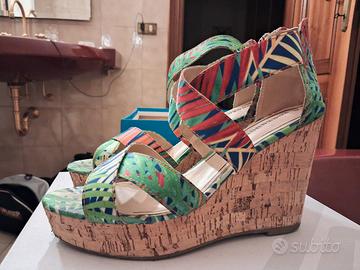 sandali zeppa colorati 38