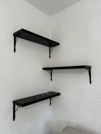 Mensole parete stile Ikea marrone-nero 80x23x4