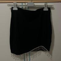 Gonna nera Tally con frange brillantinate M