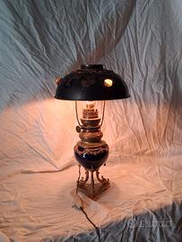 Lampada Liberty Sevres bronzo dorato e porcellana