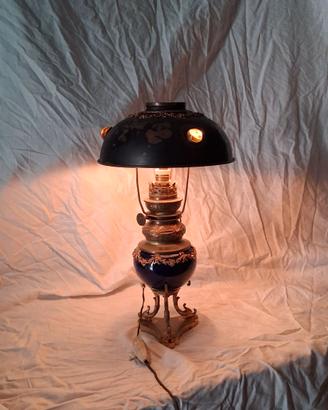 Lampada Liberty Sevres bronzo dorqto e porcellana