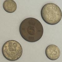 Collezione 5 monete Svezia Krona, øre